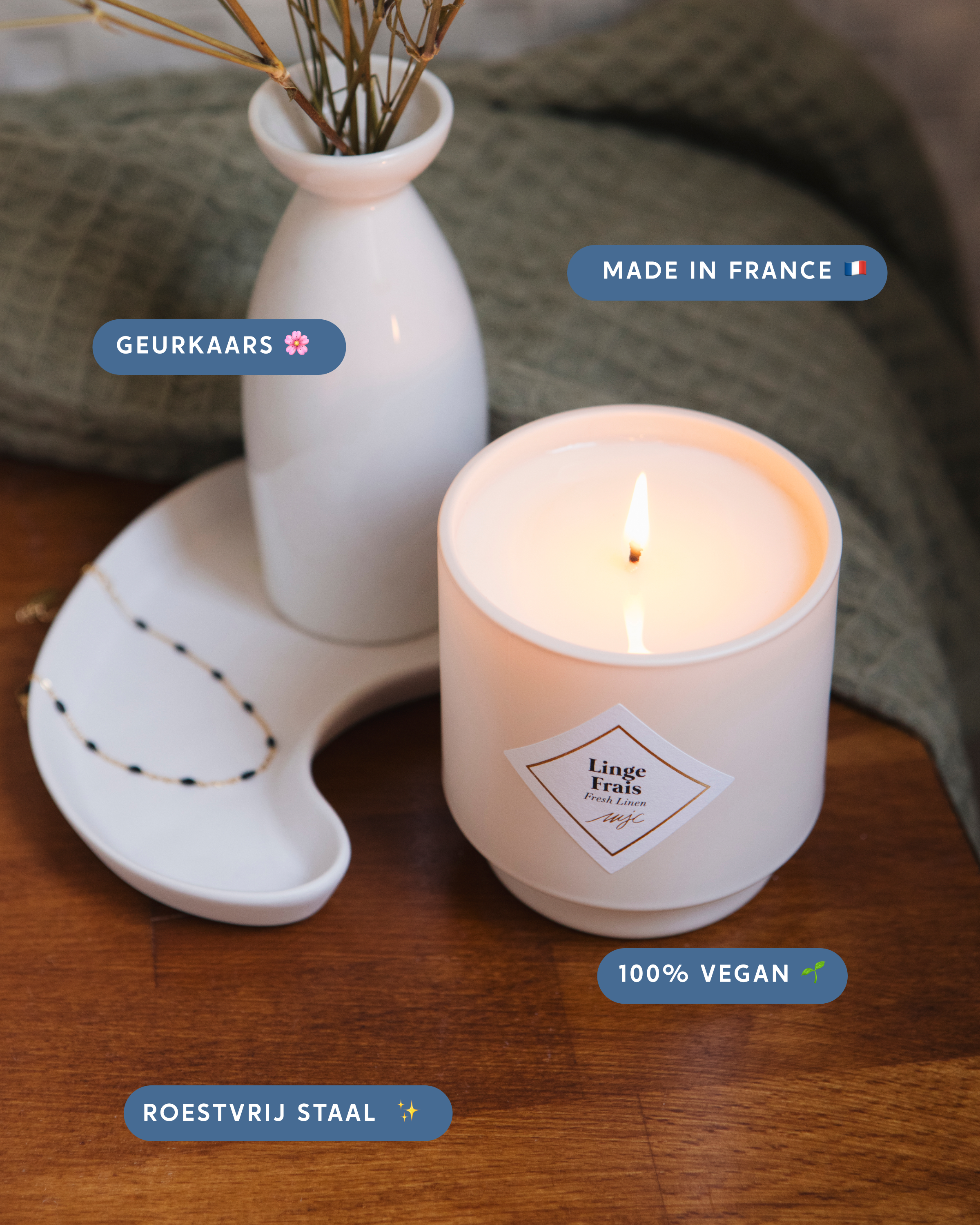 Geurkaars met sieraad Linge Frais