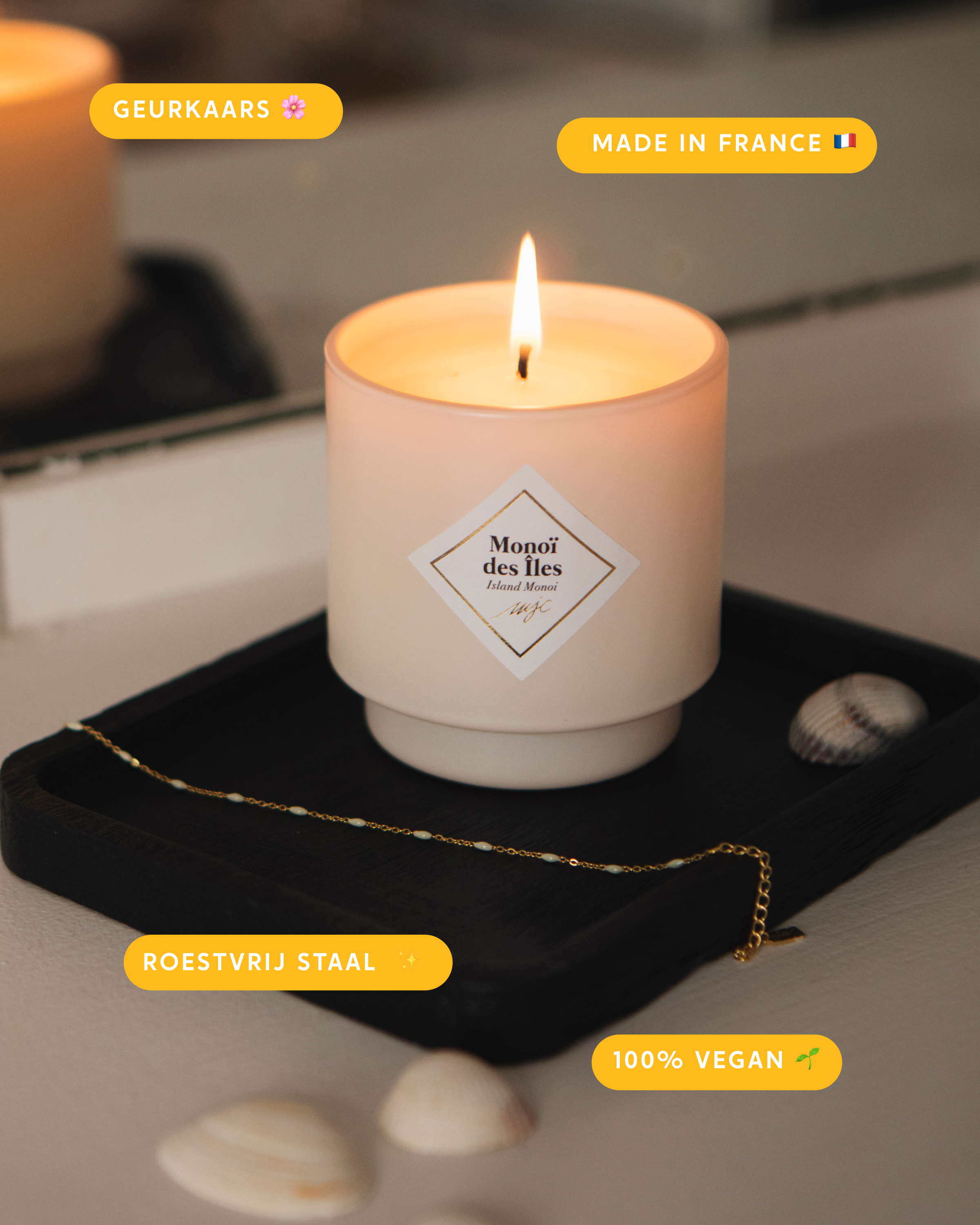 Geurkaars met sieraad Monoï des Îles